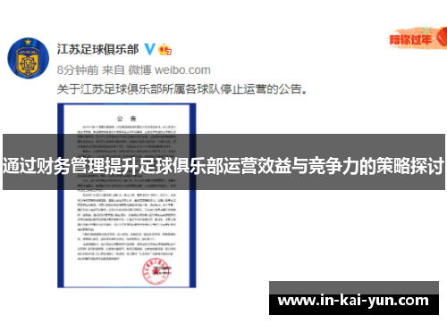 通过财务管理提升足球俱乐部运营效益与竞争力的策略探讨